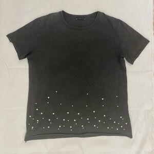 ZARA Trafaluc Women's Top Shirt w/ Pearls Size M GRAPHITE